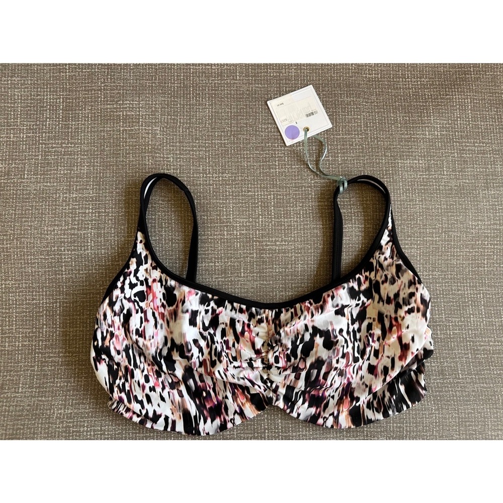 Panache Florentine Full Cup Bikini Top 38F Animal Print Pink Black SW1052 NEW